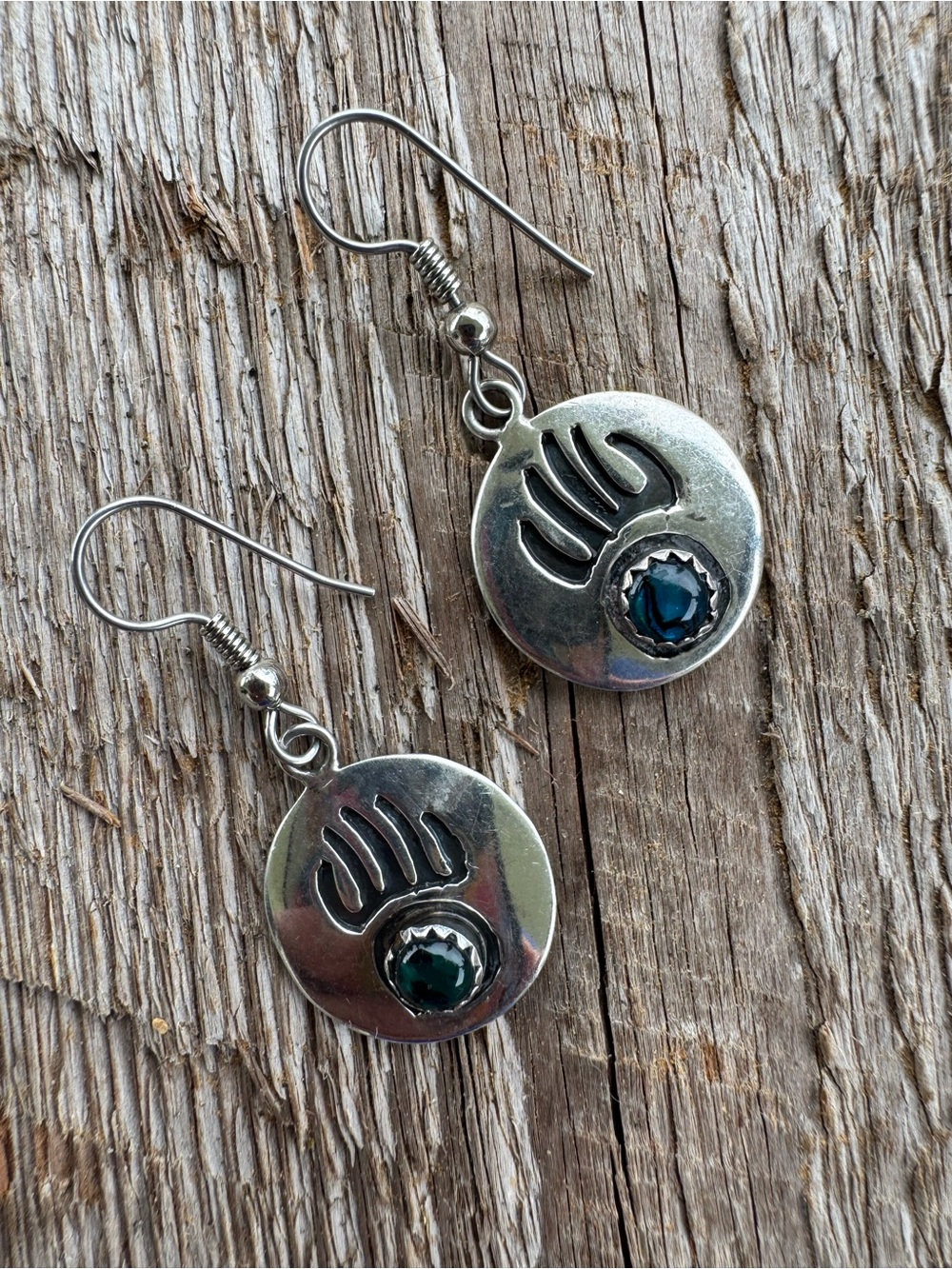 Sterling Silver Blue Gem Bear Paw Drop Earrings - Women Jewelry